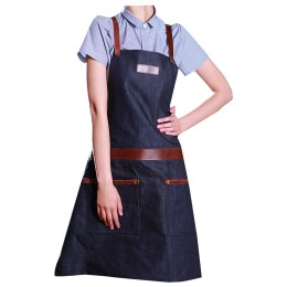Order chef denim apron Design double side pocket cowhide denim apron Denim apron specialty store SKAP108 Order chef denim apron Design double side pocket cowhide denim apron Denim apron specialty store SKAP108